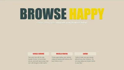 Screenshot of Browsehappy.com