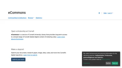 Screenshot of Ecommons.cornell.edu