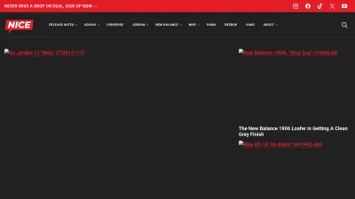 Screenshot preview of nicekicks.com