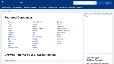 Screenshot of Patents.justia.com