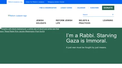 Screenshot preview of reformjudaism.org