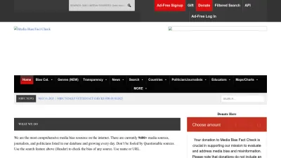 Screenshot preview of mediabiasfactcheck.com