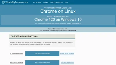 Screenshot of Whatismybrowser.com