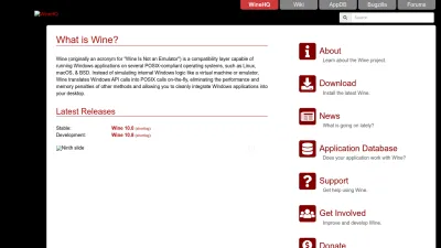 Screenshot of Winehq.org