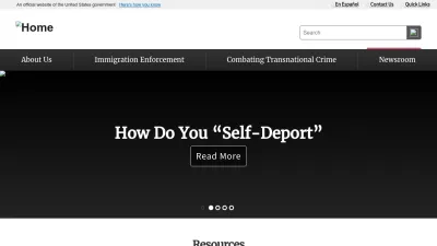Screenshot of Ice.gov