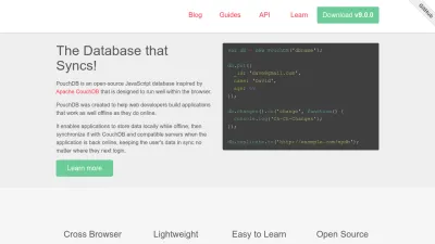 Screenshot of Pouchdb.com