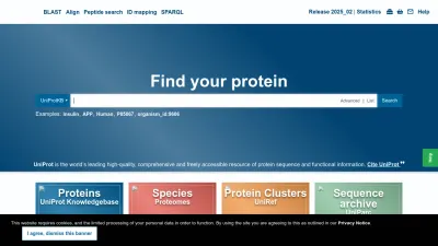 Screenshot of Uniprot.org