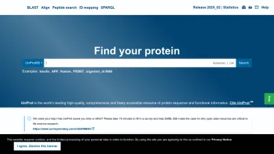 Screenshot preview of uniprot.org
