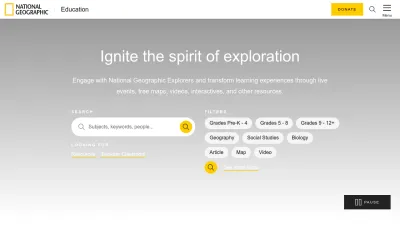 Screenshot of Education.nationalgeographic.org