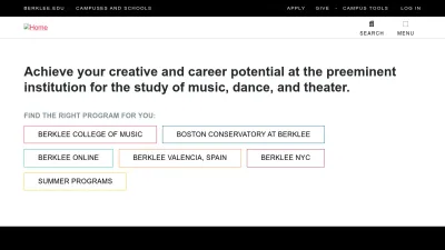 Screenshot of Berklee.edu
