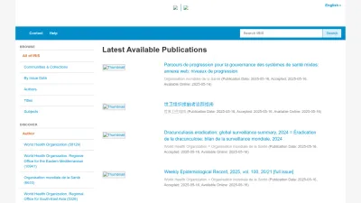 Screenshot of Iris.who.int