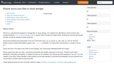 Screenshot of Rclone.org