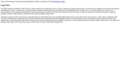 Screenshot preview of pythonhosted.org