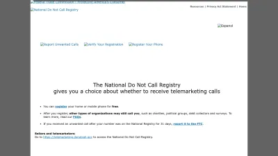 Screenshot of Donotcall.gov