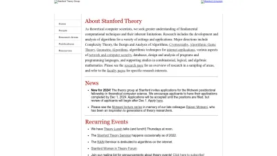 Screenshot of Theory.stanford.edu