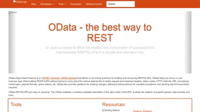Screenshot of Odata.org