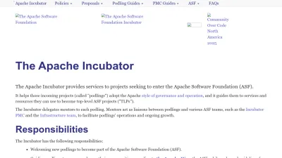 Screenshot of Incubator.apache.org