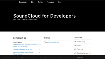 Screenshot of Developers.soundcloud.com