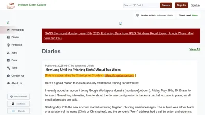 Screenshot preview of isc.sans.edu
