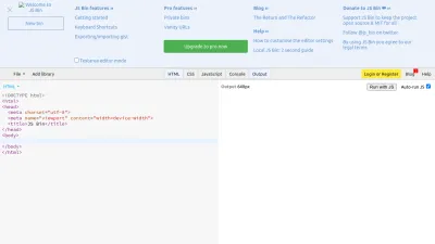 Screenshot preview of jsbin.com