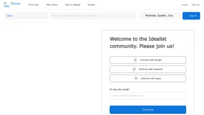 Screenshot preview of idealist.org