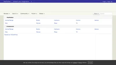 Screenshot of Fanfiction.net