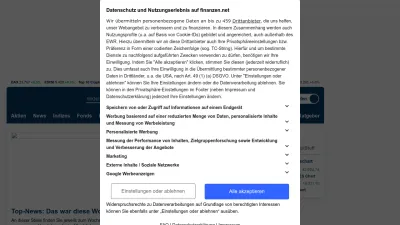 Screenshot preview of finanzen.net