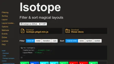 Screenshot of Isotope.metafizzy.co