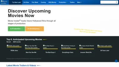 Screenshot preview of movieinsider.com