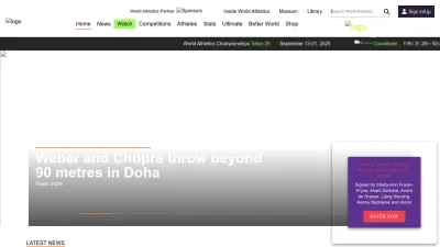 Screenshot of Worldathletics.org
