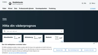 Screenshot of Smhi.se