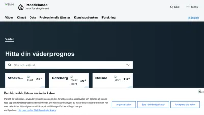 Screenshot preview of smhi.se
