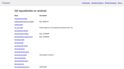 Screenshot of Android.googlesource.com