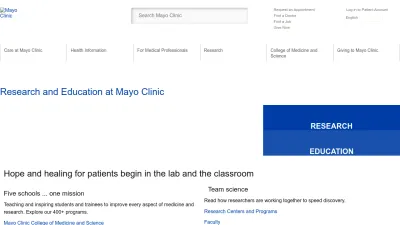 Screenshot of Mayo.edu