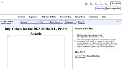 Screenshot preview of booklistonline.com