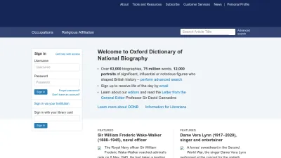 Screenshot of Oxforddnb.com