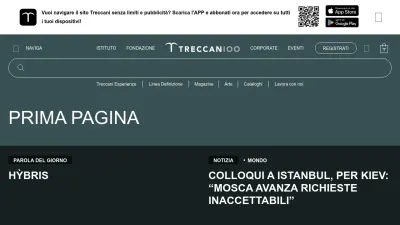 Screenshot of Treccani.it