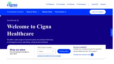 Screenshot of Cigna.com