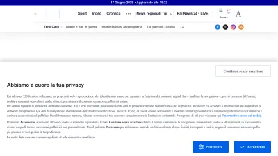 Screenshot preview of rainews.it