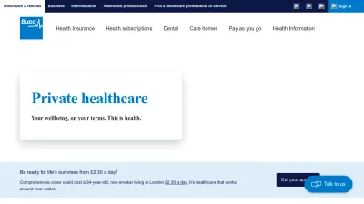 Screenshot of Bupa.co.uk