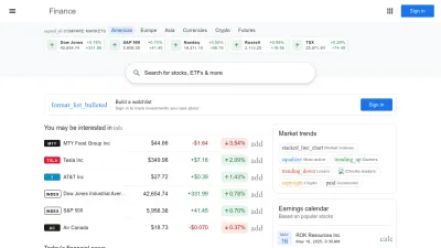 Screenshot of Finance.google.com