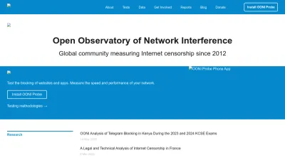 Screenshot of Ooni.org