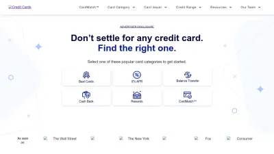 Screenshot of Creditcards.com