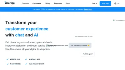 Screenshot preview of userlike.com