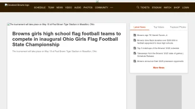 Screenshot preview of clevelandbrowns.com