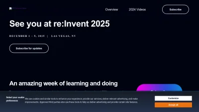 Screenshot of Reinvent.awsevents.com