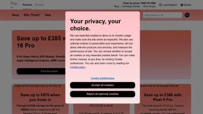 Screenshot of Three.co.uk