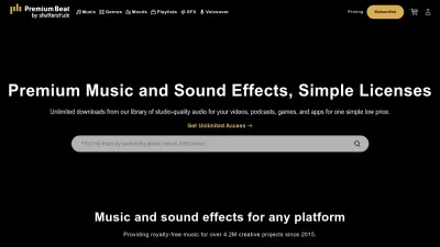 Screenshot of Premiumbeat.com