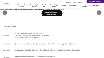 Screenshot preview of yamaha.com