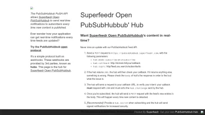 Screenshot of Pubsubhubbub.superfeedr.com